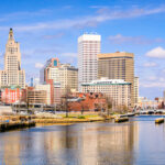Providence, Rhode Island, USA skyline on the river.